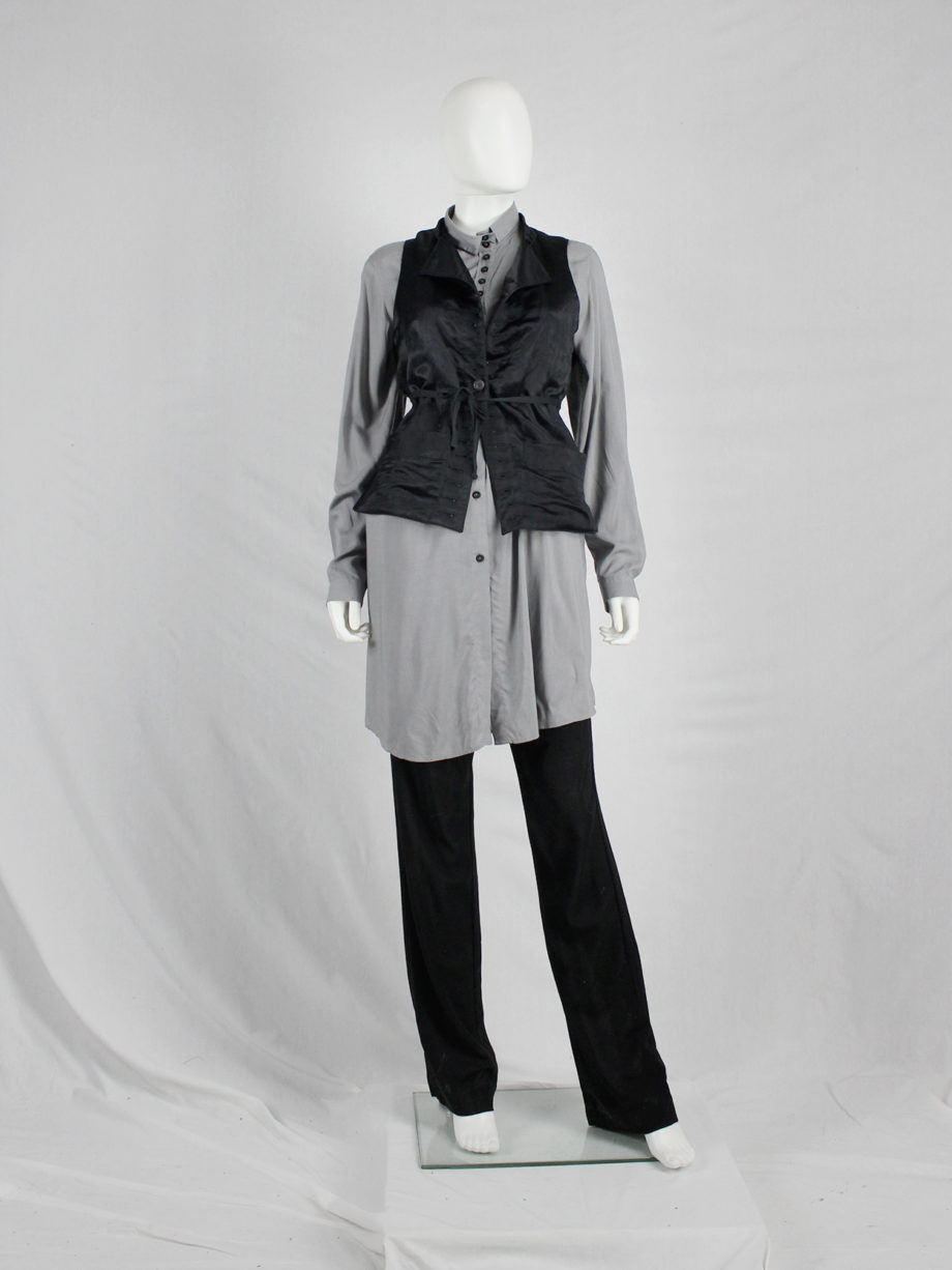 vaniitas vintage Ann Demeulemeester black victorian-style waistcoat with multiple button holes 4188