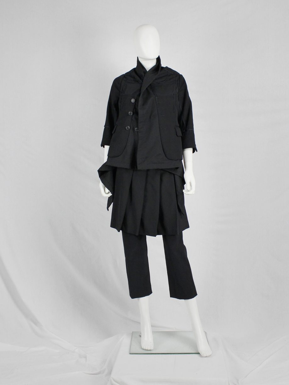 vaniitas vintage Comme des Garcons black jacket with drape and trompe l’oeil seams fall 2009 0957