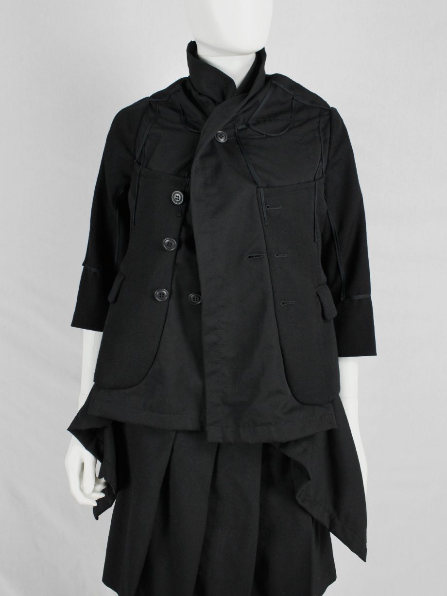 vaniitas vintage Comme des Garcons black jacket with drape and trompe l’oeil seams fall 2009 0976