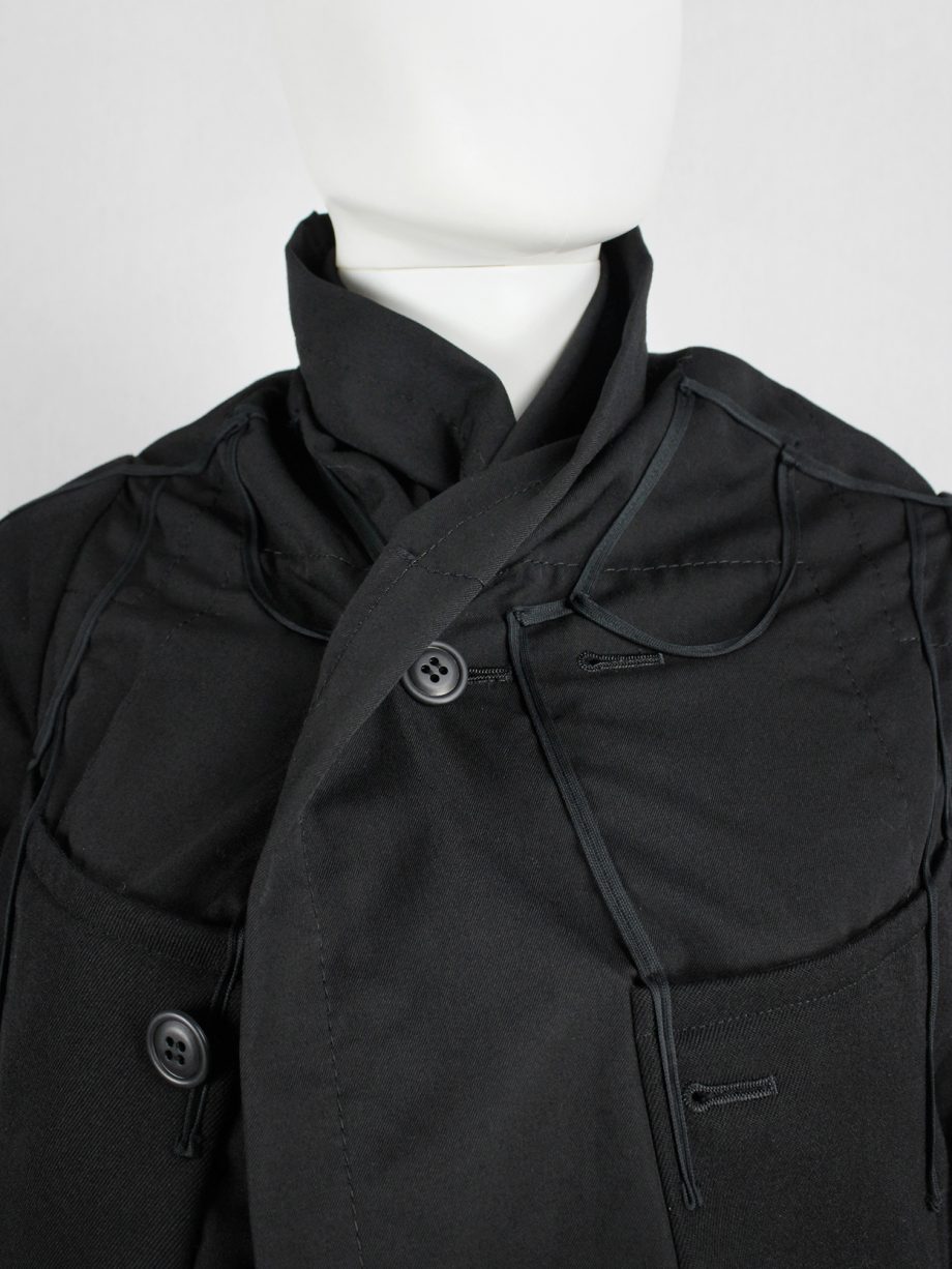 vaniitas vintage Comme des Garcons black jacket with drape and trompe l’oeil seams fall 2009 0993