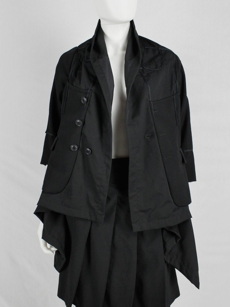 vaniitas vintage Comme des Garcons black jacket with drape and trompe l’oeil seams fall 2009 1012