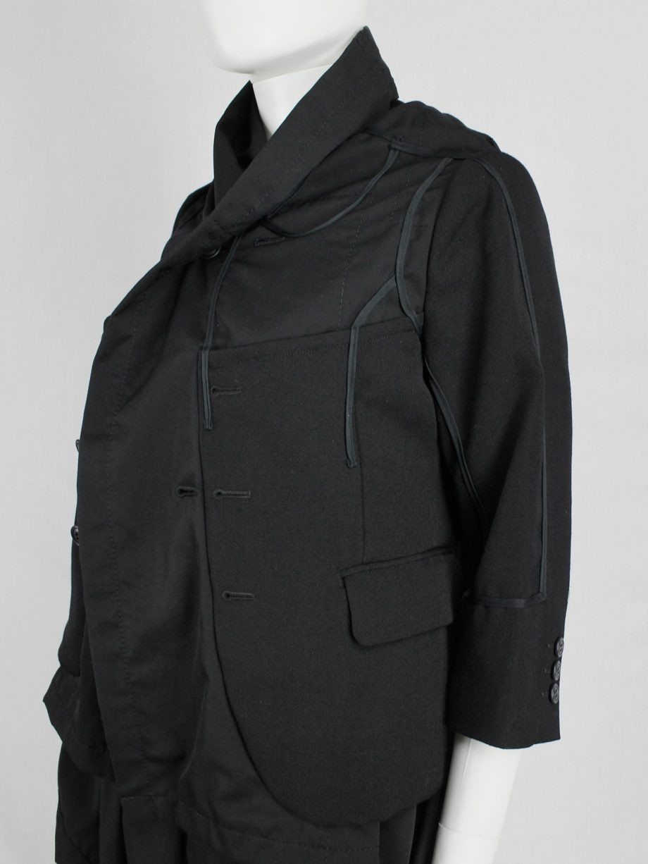 vaniitas vintage Comme des Garcons black jacket with drape and trompe l’oeil seams fall 2009 1030