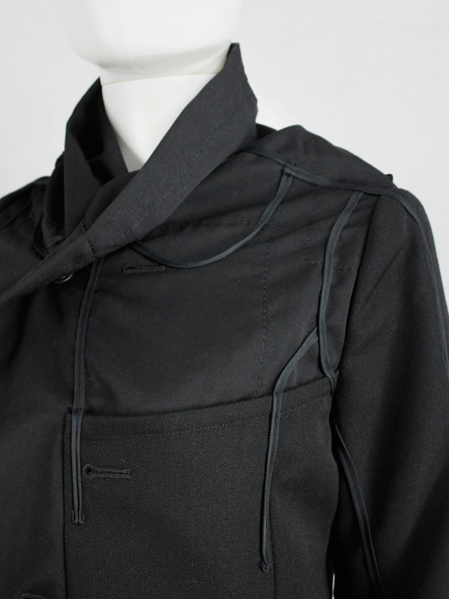 vaniitas vintage Comme des Garcons black jacket with drape and trompe l’oeil seams fall 2009 1035