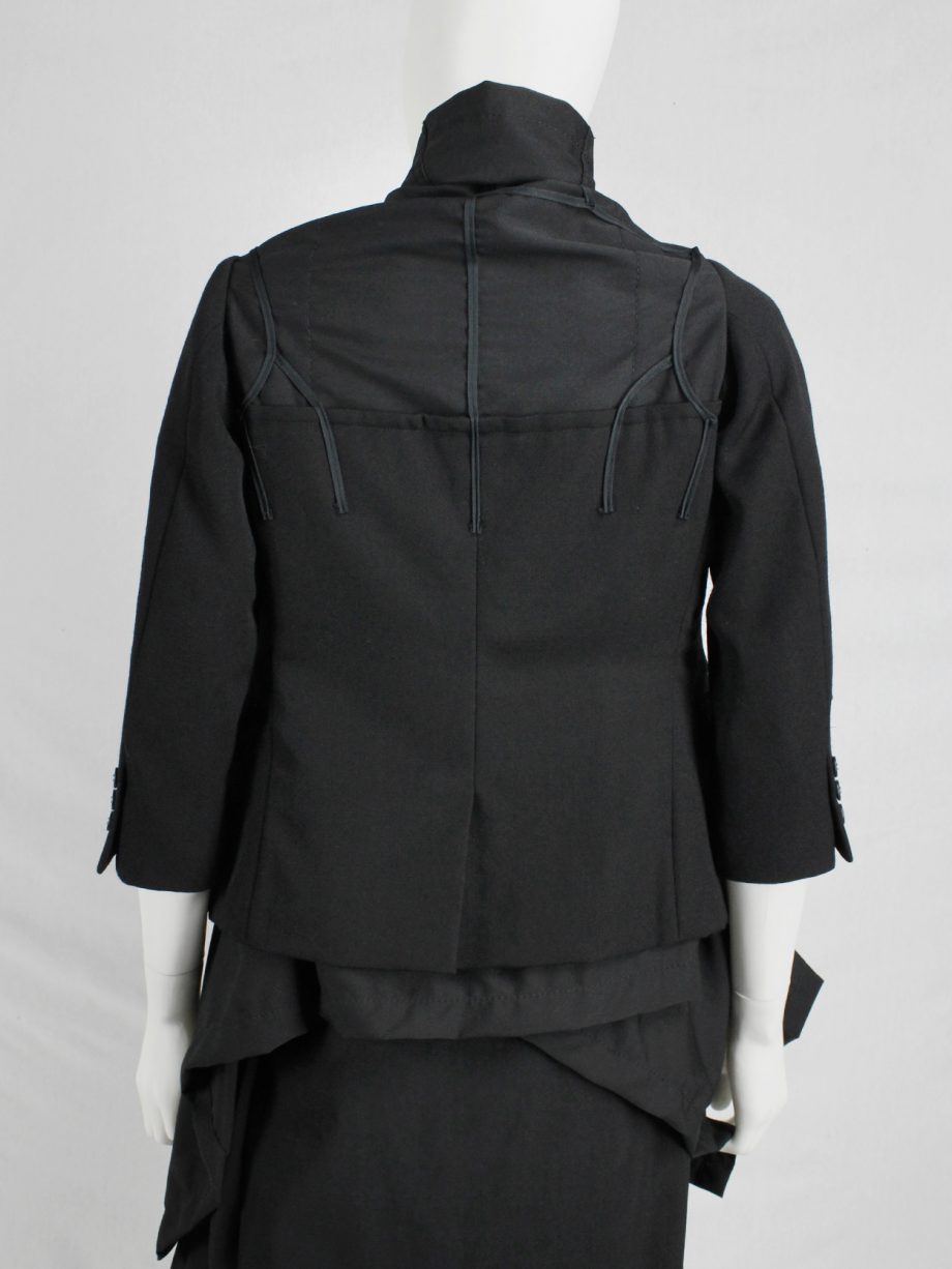 vaniitas vintage Comme des Garcons black jacket with drape and trompe l’oeil seams fall 2009 1074