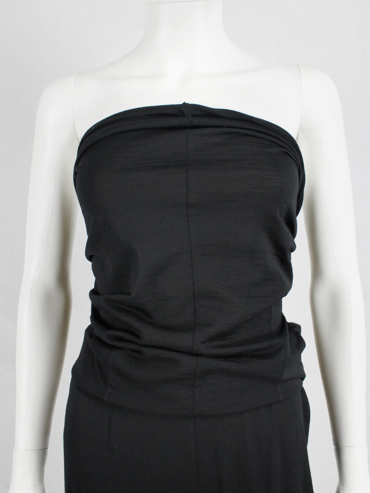 vaniitas vintage Comme des Garcons black jumpsuit with cape or bow at the back —1994 3928