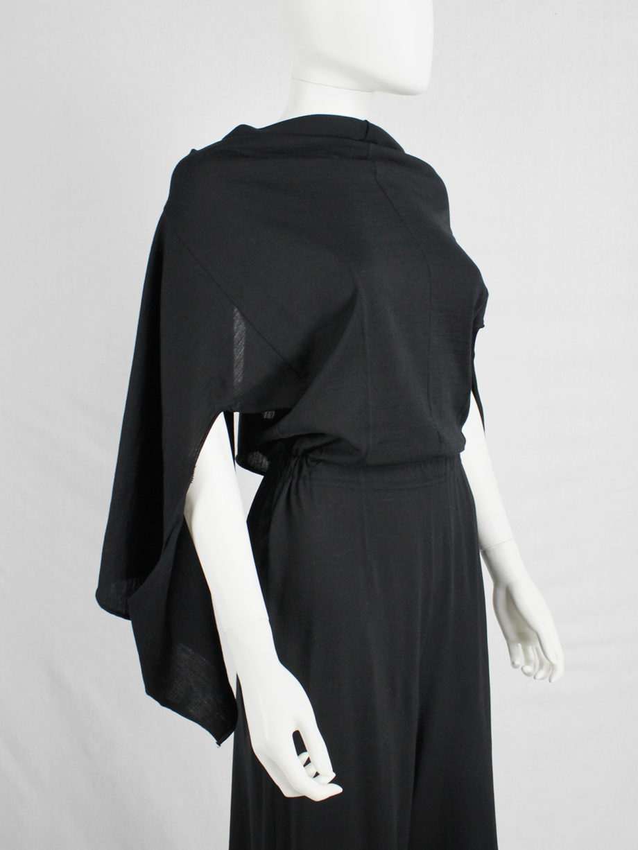 vaniitas vintage Comme des Garcons black jumpsuit with cape or bow at the back —1994 4027
