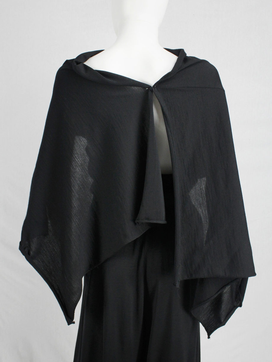 vaniitas vintage Comme des Garcons black jumpsuit with cape or bow at the back —1994 4084