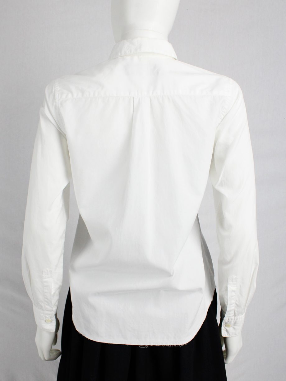 vaniitas vintage Comme des Garcons white shirt with slits and three bows spring 2002 1304