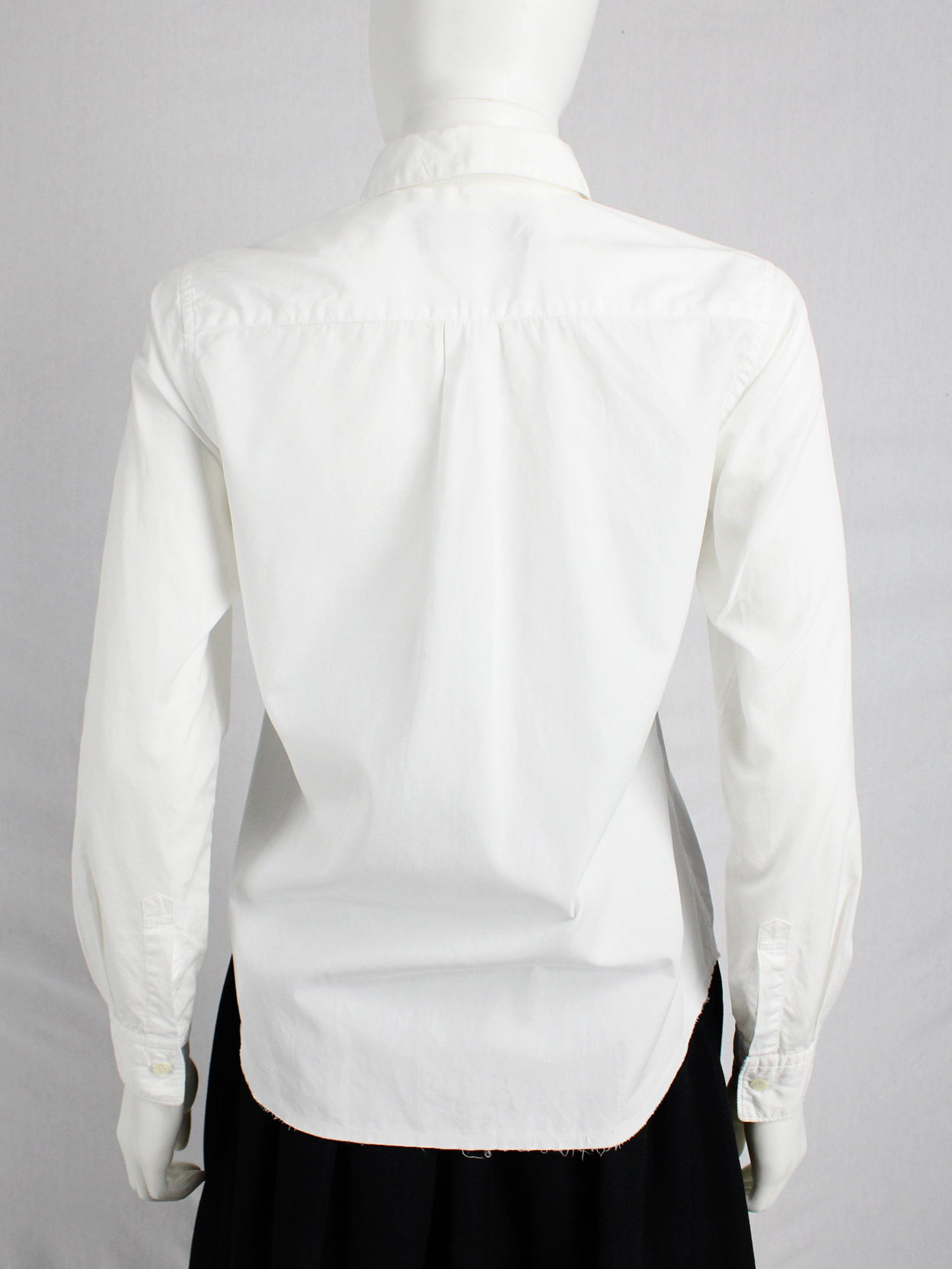 Comme des Garçons white shirt with slits and three bows — spring 2002 ...