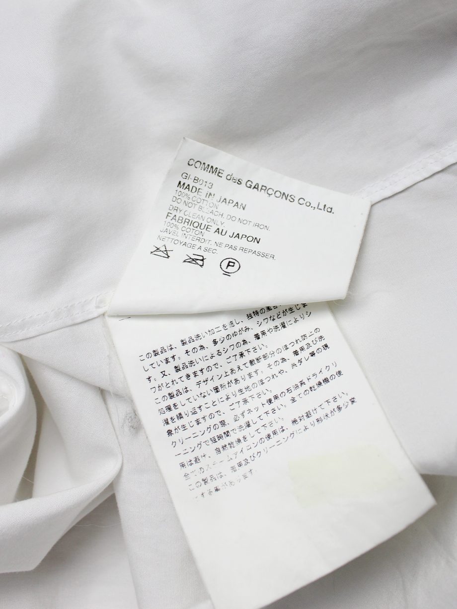 vaniitas vintage Comme des Garcons white shirt with slits and three bows spring 2002 1330