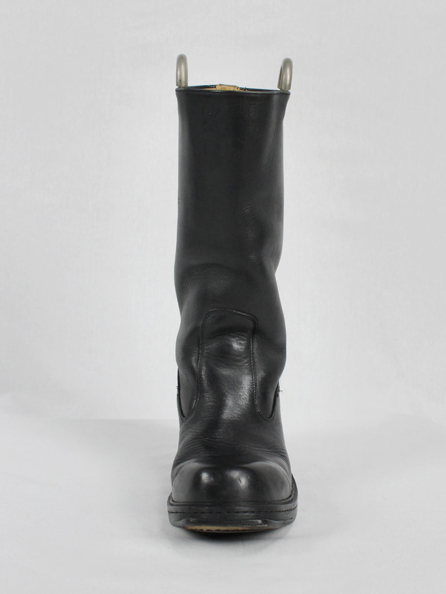 vaniitas vintage Dirk Bikkembergs black tall boots with metal heel and metal pulls 1990s 90s archive 5088