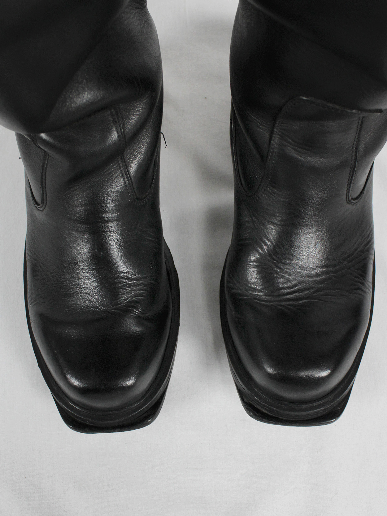vaniitas vintage Dirk Bikkembergs black tall boots with metal heel and metal pulls 1990s 90s archive 5125