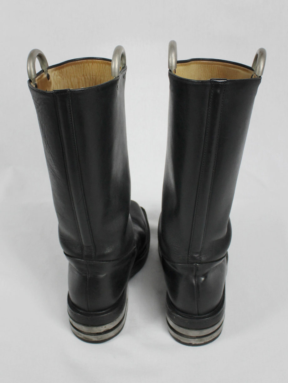 vaniitas vintage Dirk Bikkembergs black tall boots with metal heel and metal pulls 1990s 90s archive 5129