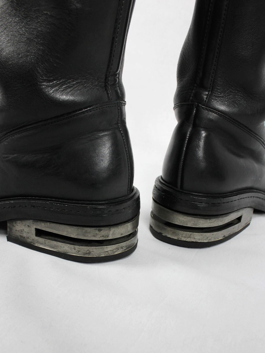 vaniitas vintage Dirk Bikkembergs black tall boots with metal heel and metal pulls 1990s 90s archive 5166