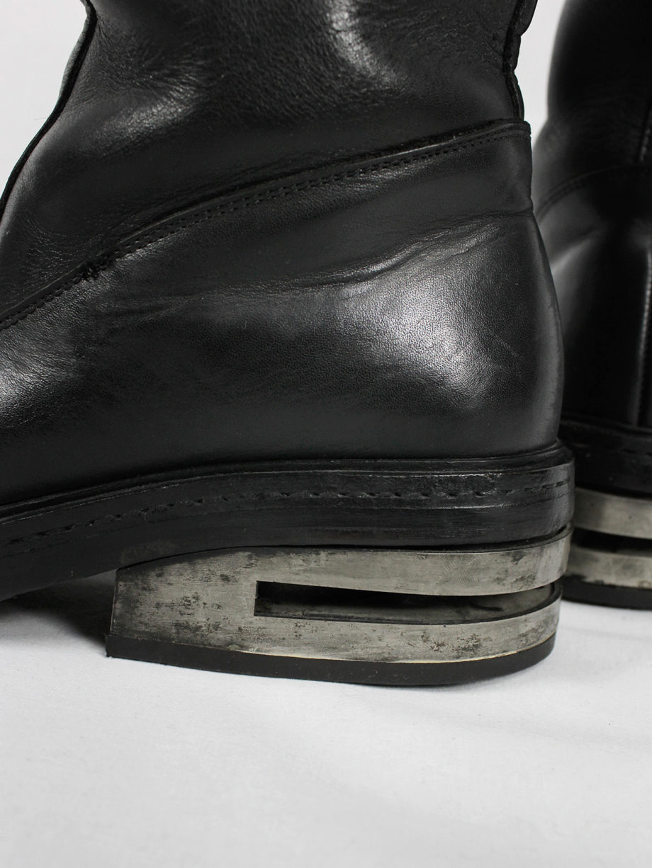 vaniitas vintage Dirk Bikkembergs black tall boots with metal heel and metal pulls 1990s 90s archive 5172