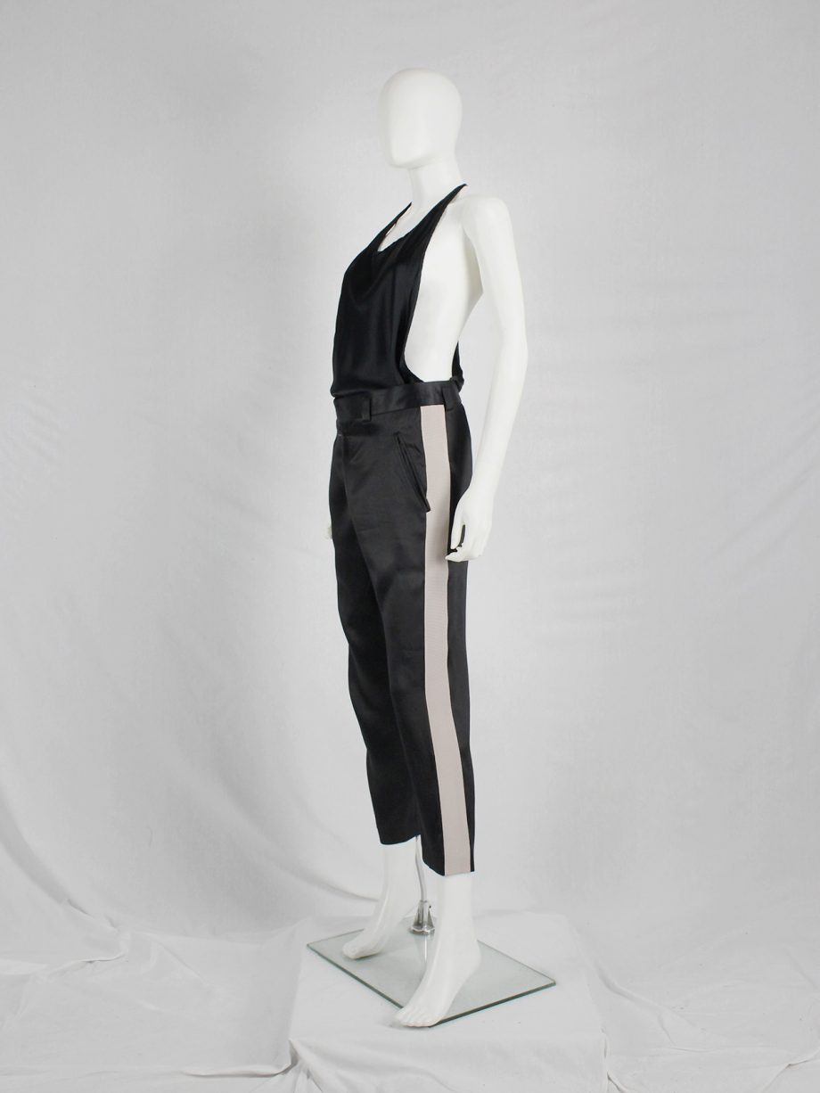 vaniitas vintage Haider Ackermann black satin trousers with nude side panel spring 2015 0805