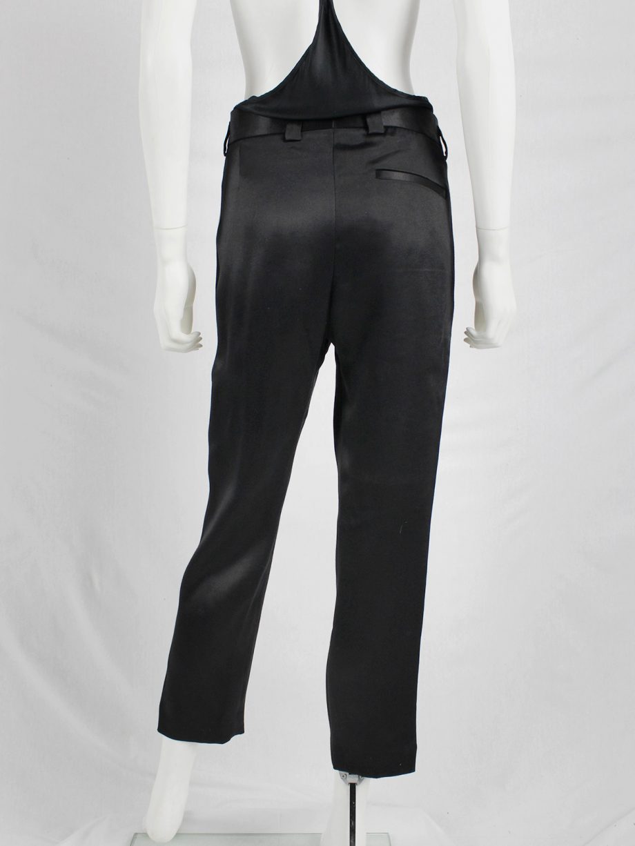 vaniitas vintage Haider Ackermann black satin trousers with nude side panel spring 2015 0828