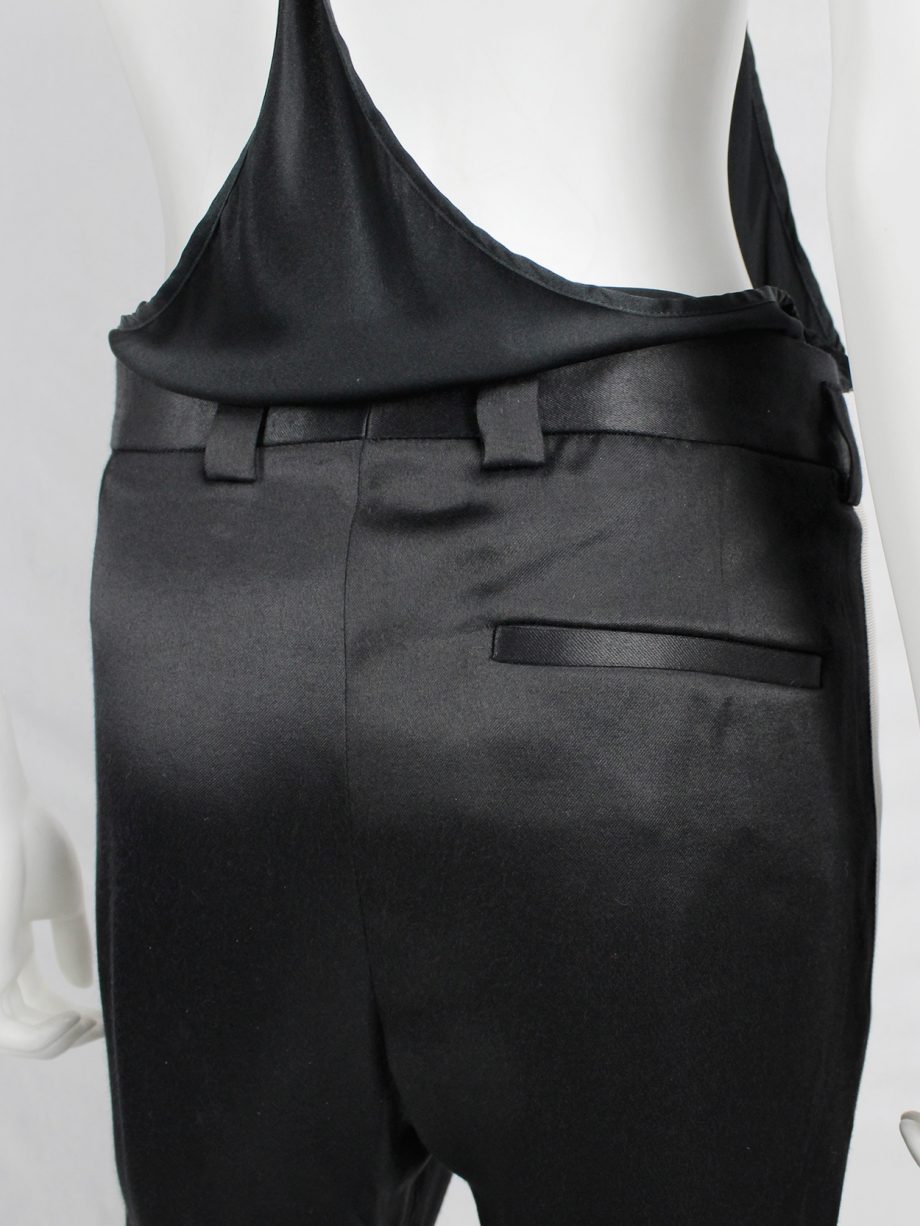 vaniitas vintage Haider Ackermann black satin trousers with nude side panel spring 2015 0833