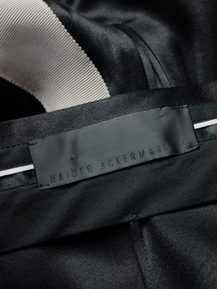 vaniitas vintage Haider Ackermann black satin trousers with nude side panel spring 2015 0940