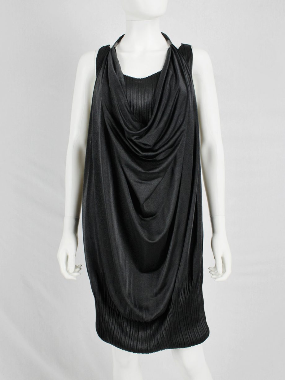 vaniitas vintage Issey Miyake Fete black double layered dress with fine pleats 1509