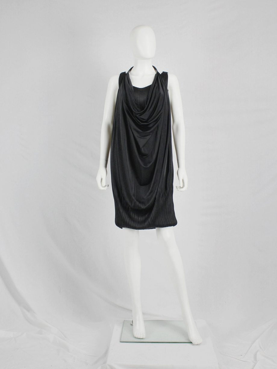 vaniitas vintage Issey Miyake Fete black double layered dress with fine pleats 1540