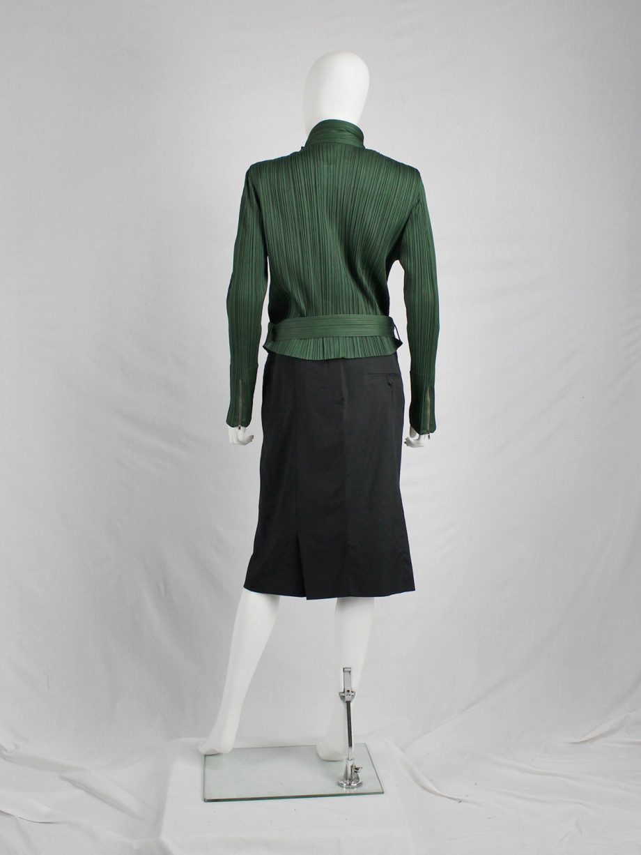 vaniitas vintage Issey Miyake Pleats Please green biker jacket with filigree panel 2129