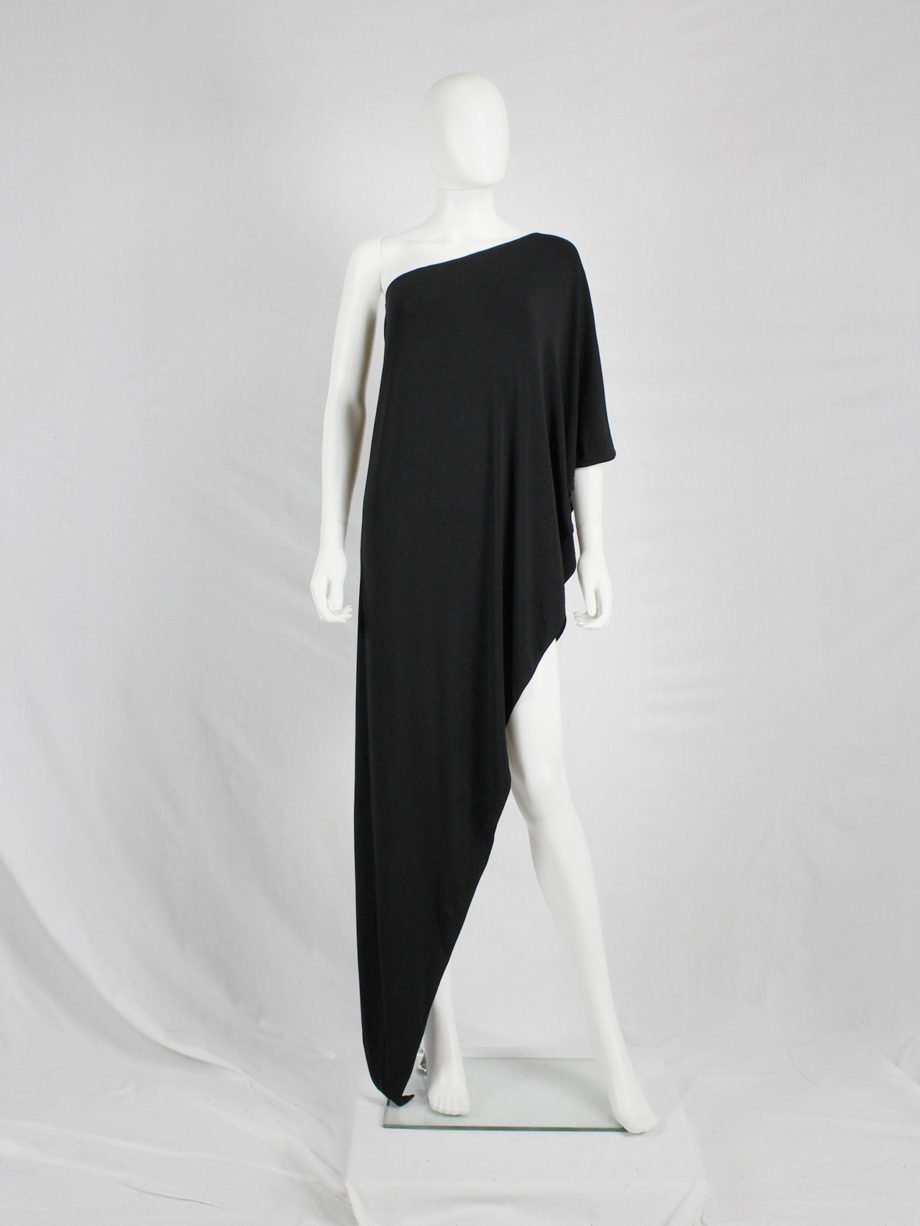 vaniitas vintage Maison Martin Margiela black asymmetric maxi dress fall 2008 4384