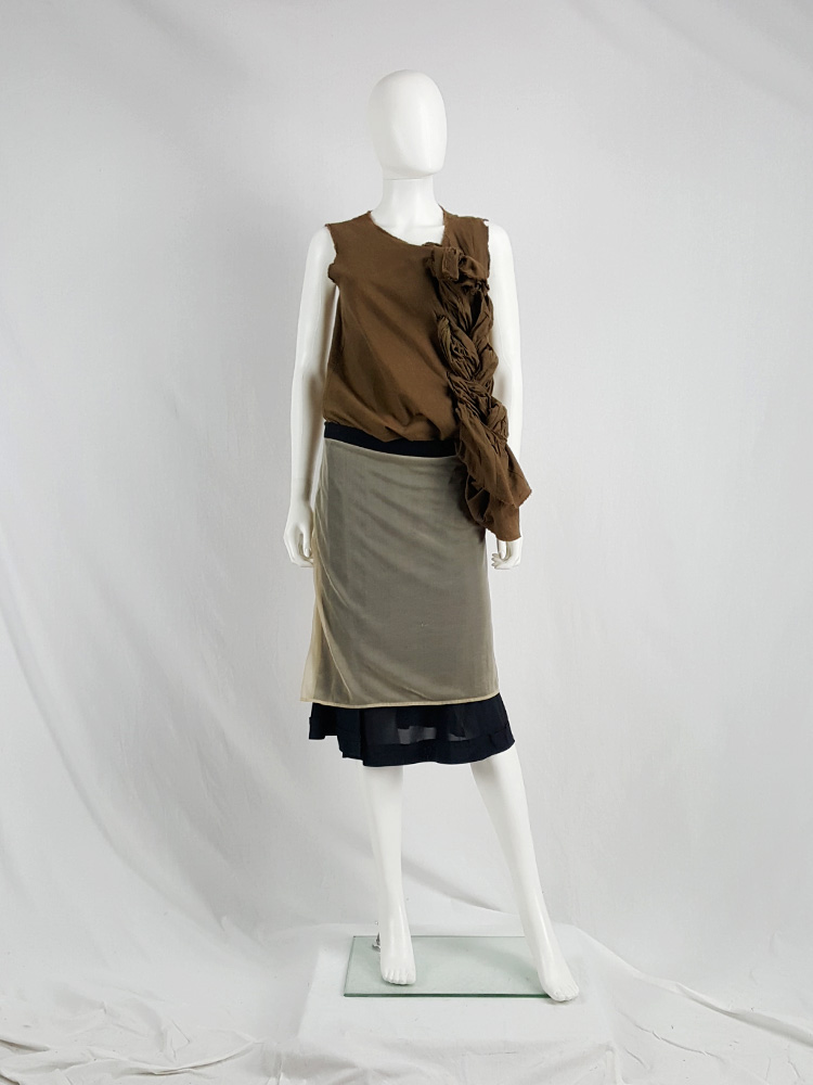 vaniitas vintage Maison Martin Margiela black inside out skirt with beige lining fall 2006 _150641