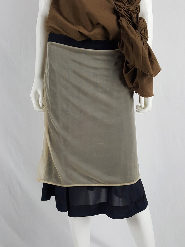 vaniitas vintage Maison Martin Margiela black inside out skirt with beige lining fall 2006 _150715