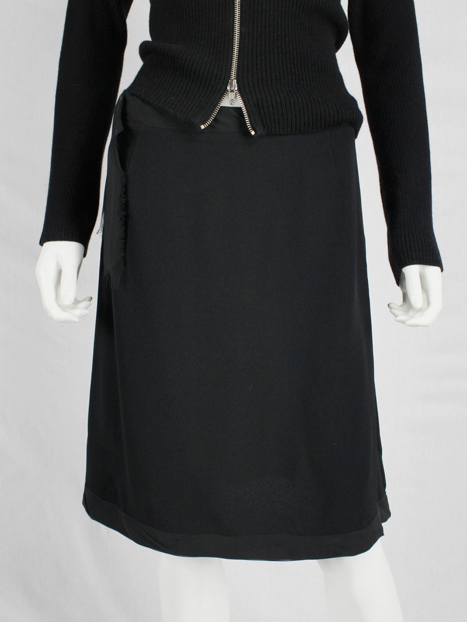vaniitas vintage Maison Martin Margiela black skirt with torn silk trim spring 2006 1889