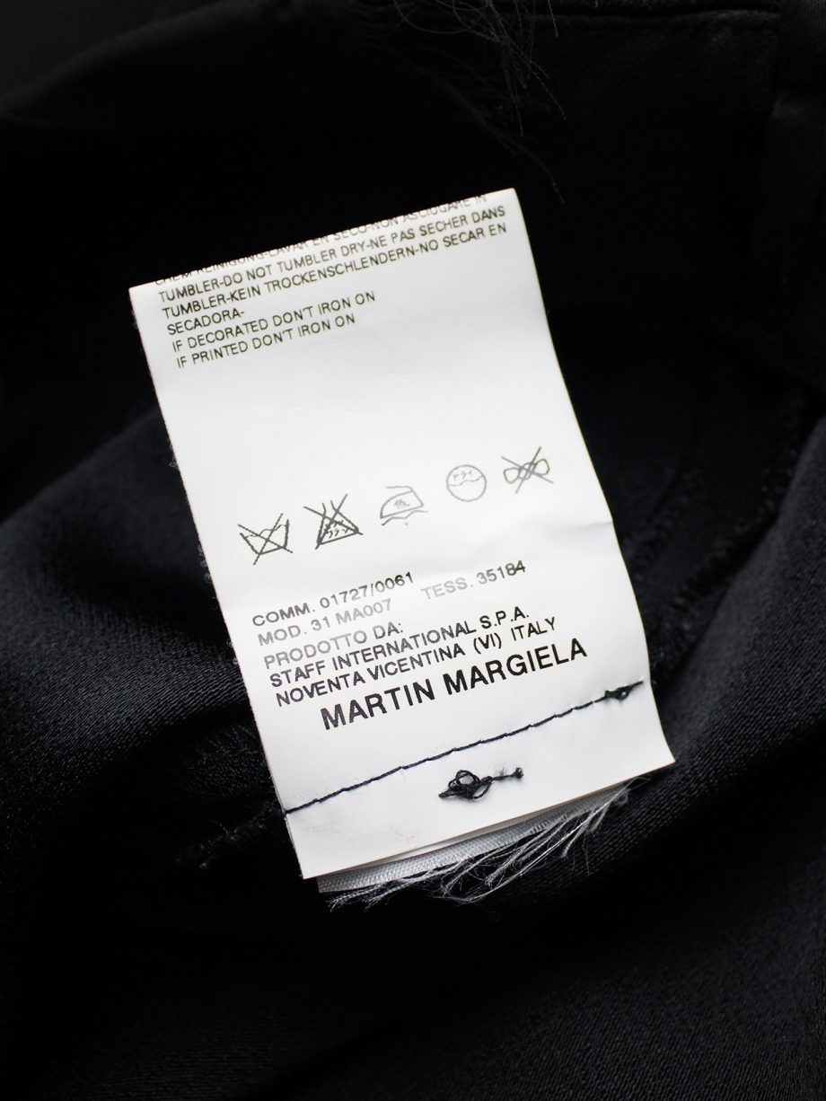 vaniitas vintage Maison Martin Margiela black skirt with torn silk trim spring 2006 2068