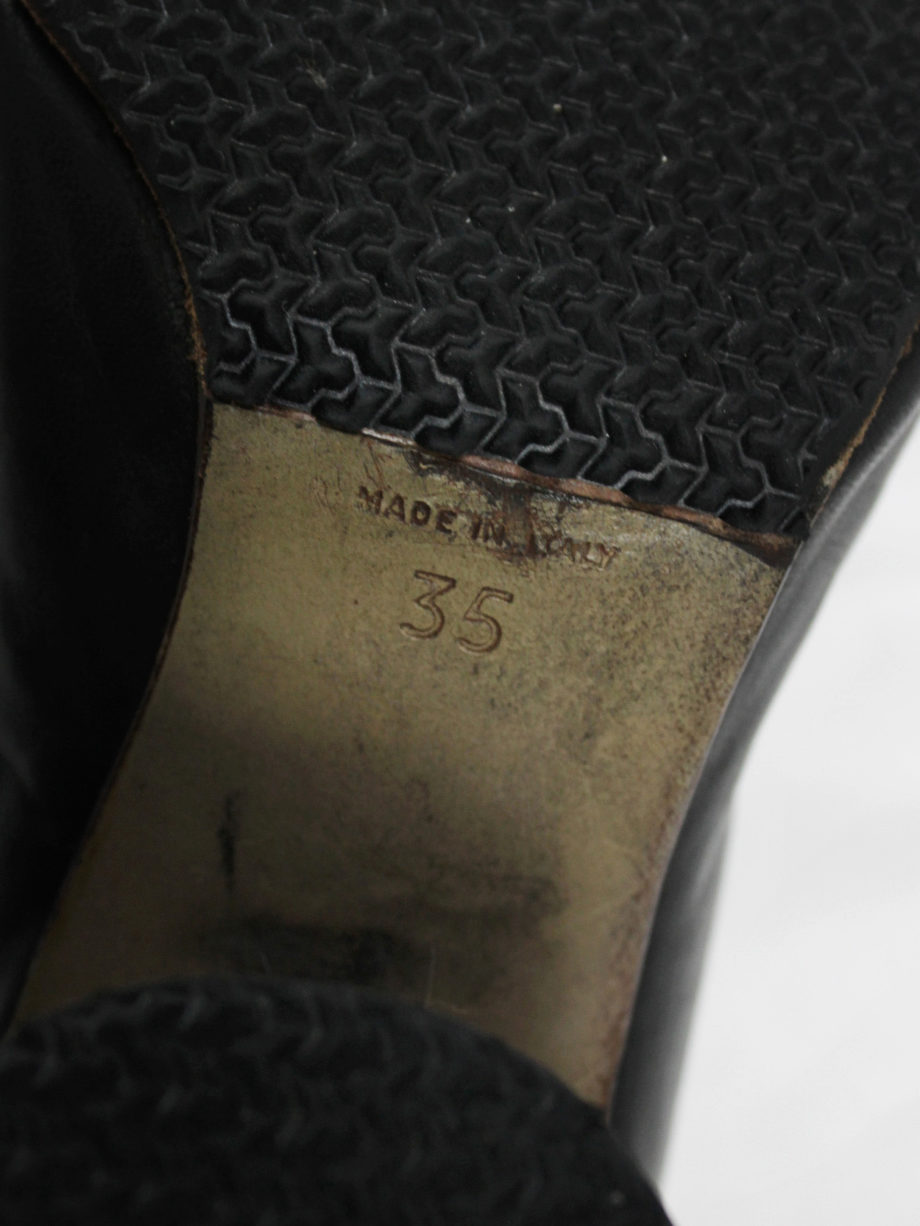 vaniitas vintage Maison Martin Margiela black tabi boots with round wooden heel 2001 4680