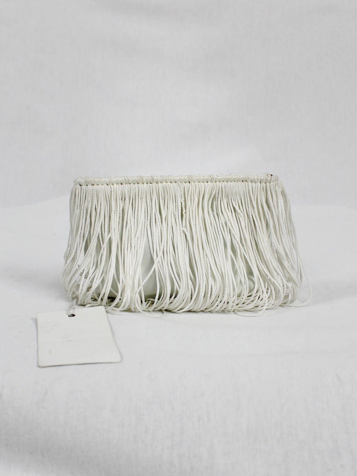 Maison Martin Margiela white coin pouch covered in fringes — fall 2008 ...