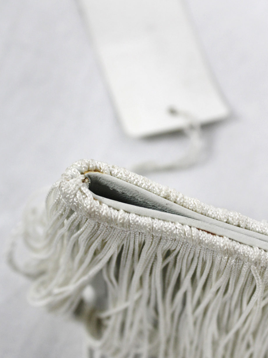 vaniitas vintage Maison Martin Margiela white coin pouch covered in fringes fall 2008 4558
