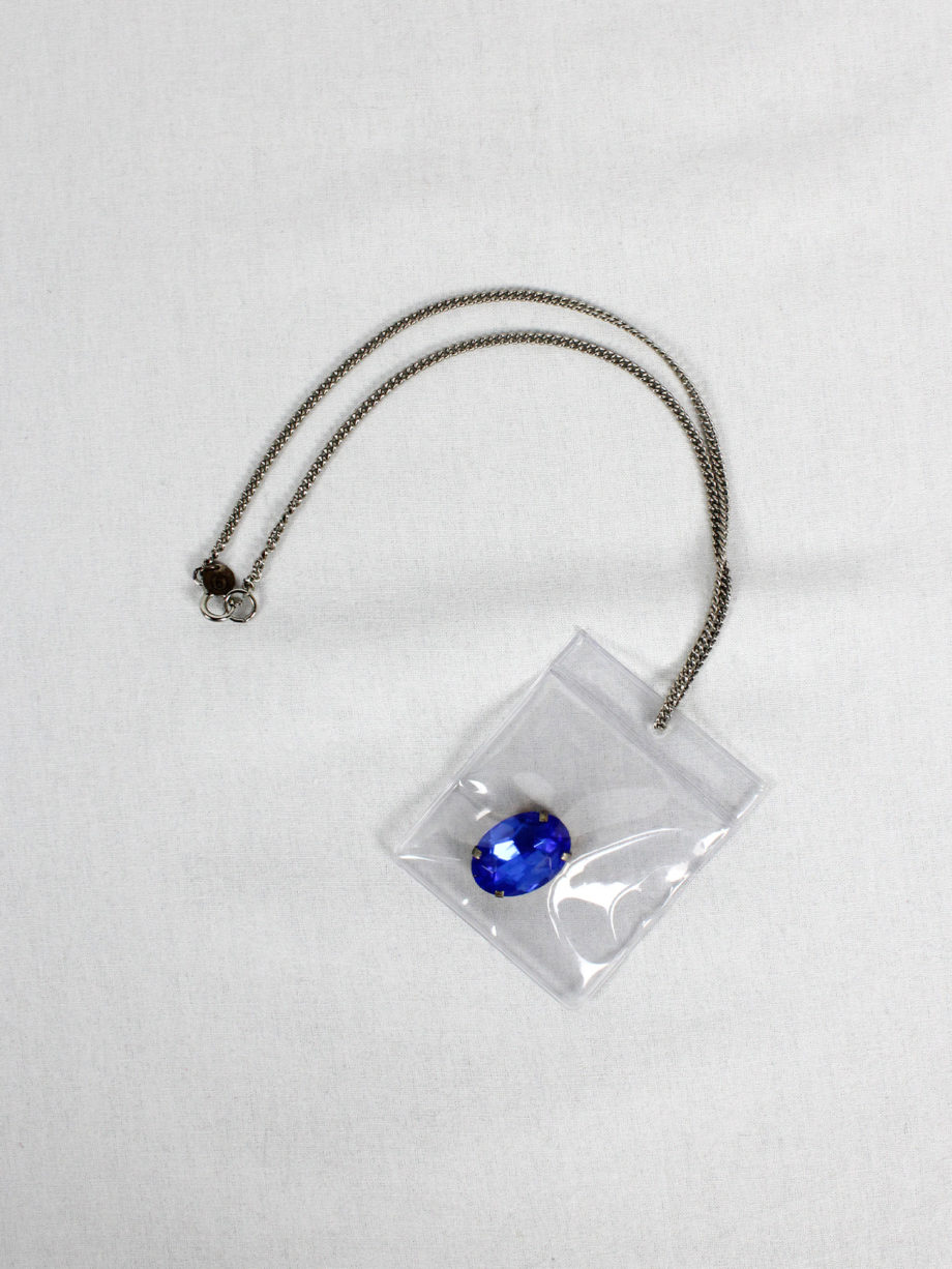 vaniitas vintage Margiela MM6 necklace with blue gemstone in plastic bag spring 2007 4716