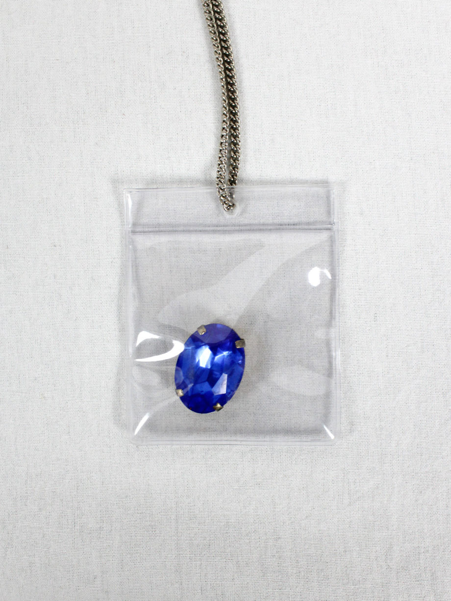 vaniitas vintage Margiela MM6 necklace with blue gemstone in plastic bag spring 2007 4721