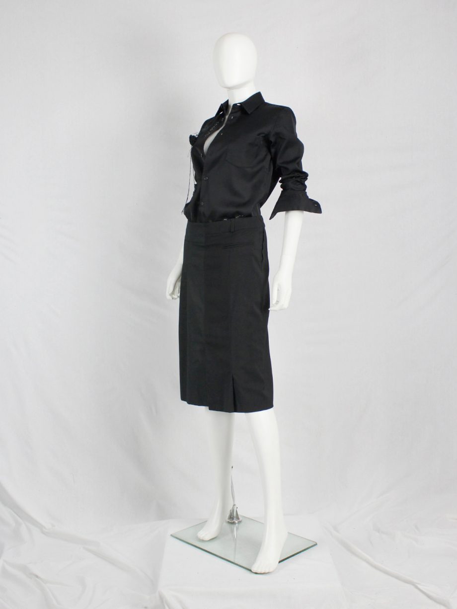 vaniitas vintage af Vandevorst black skirt made of two different skirts spring 2008 2188