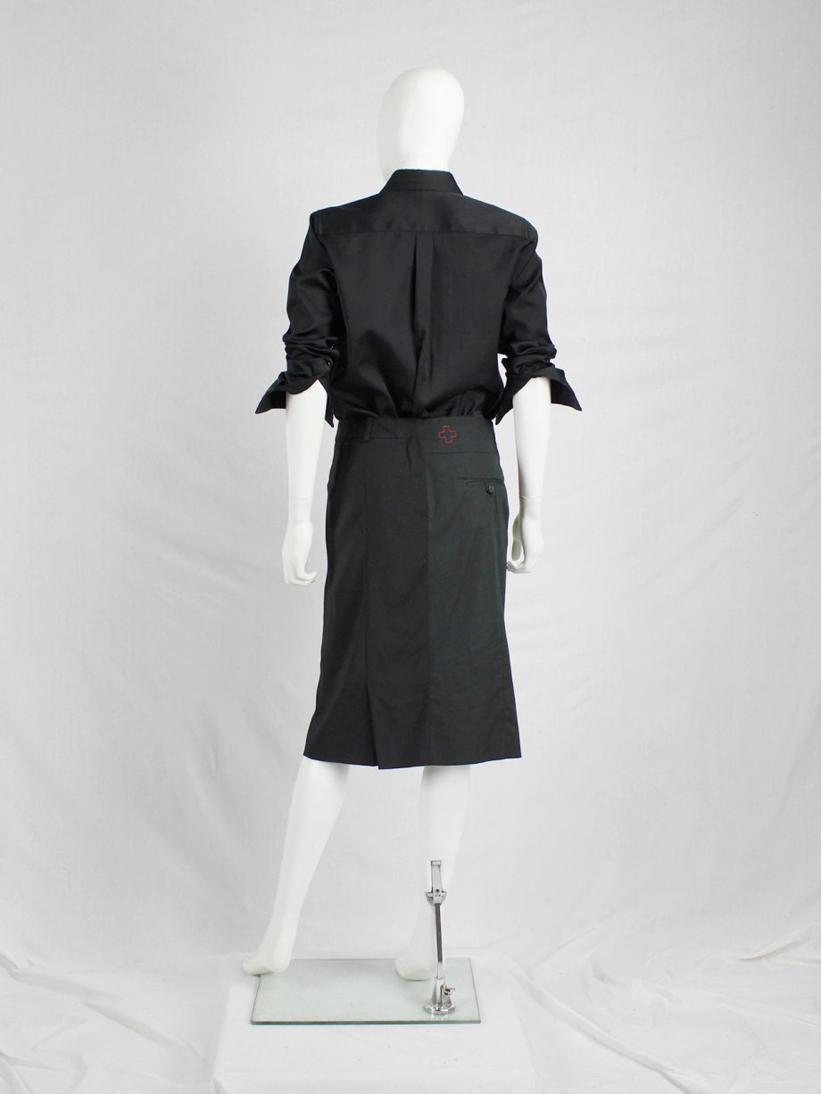 vaniitas vintage af Vandevorst black skirt made of two different skirts spring 2008 2239