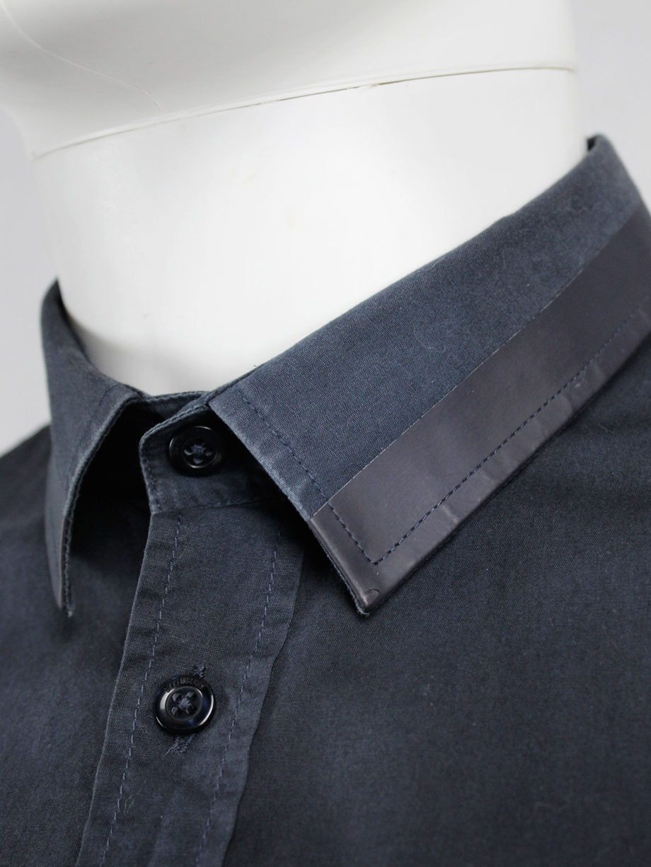 vaniitas vintageDirk Bikkembergs blue shirt with laminated trims on the collar and cuffs 3834