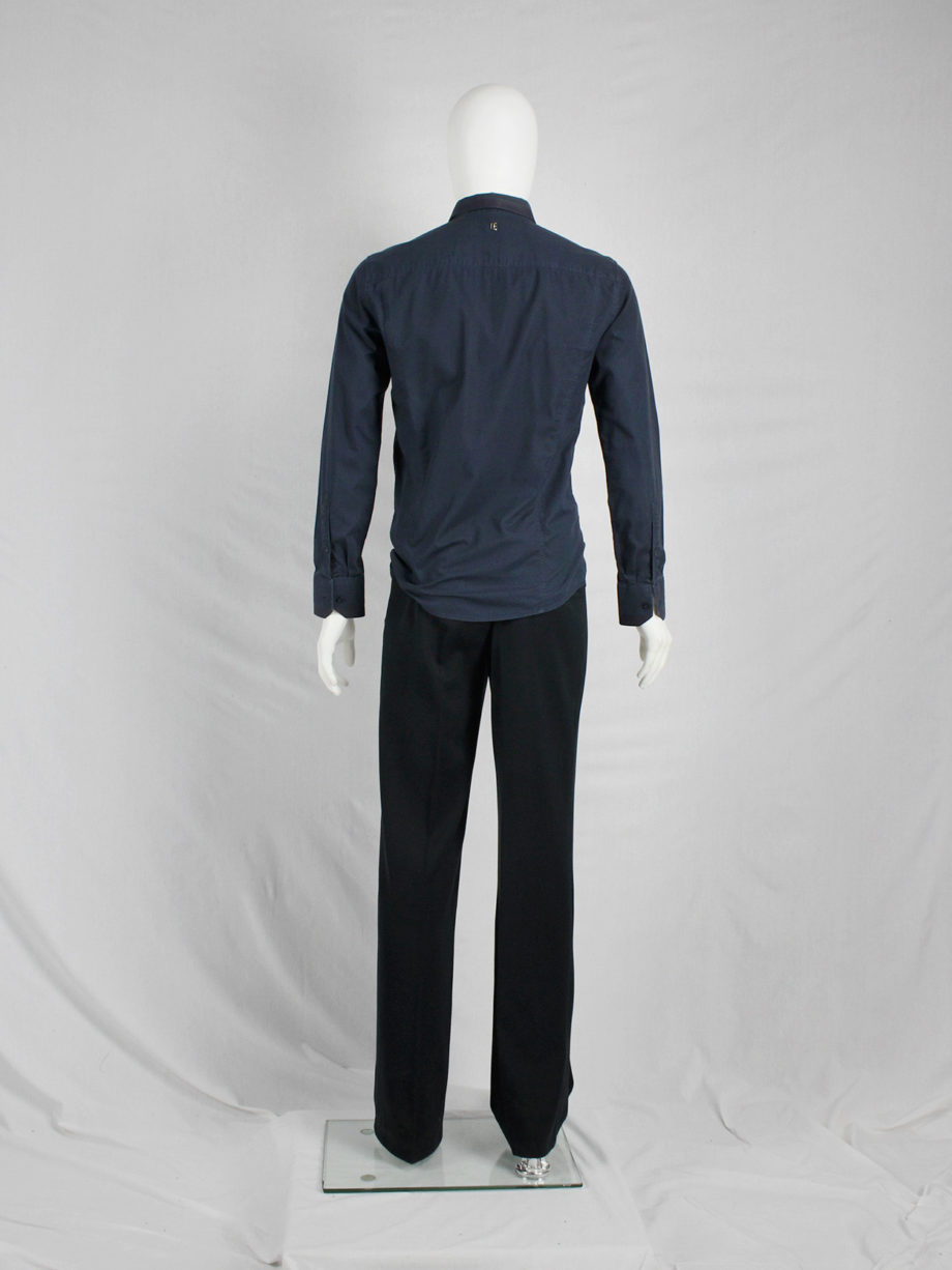 vaniitas vintageDirk Bikkembergs blue shirt with laminated trims on the collar and cuffs 3856