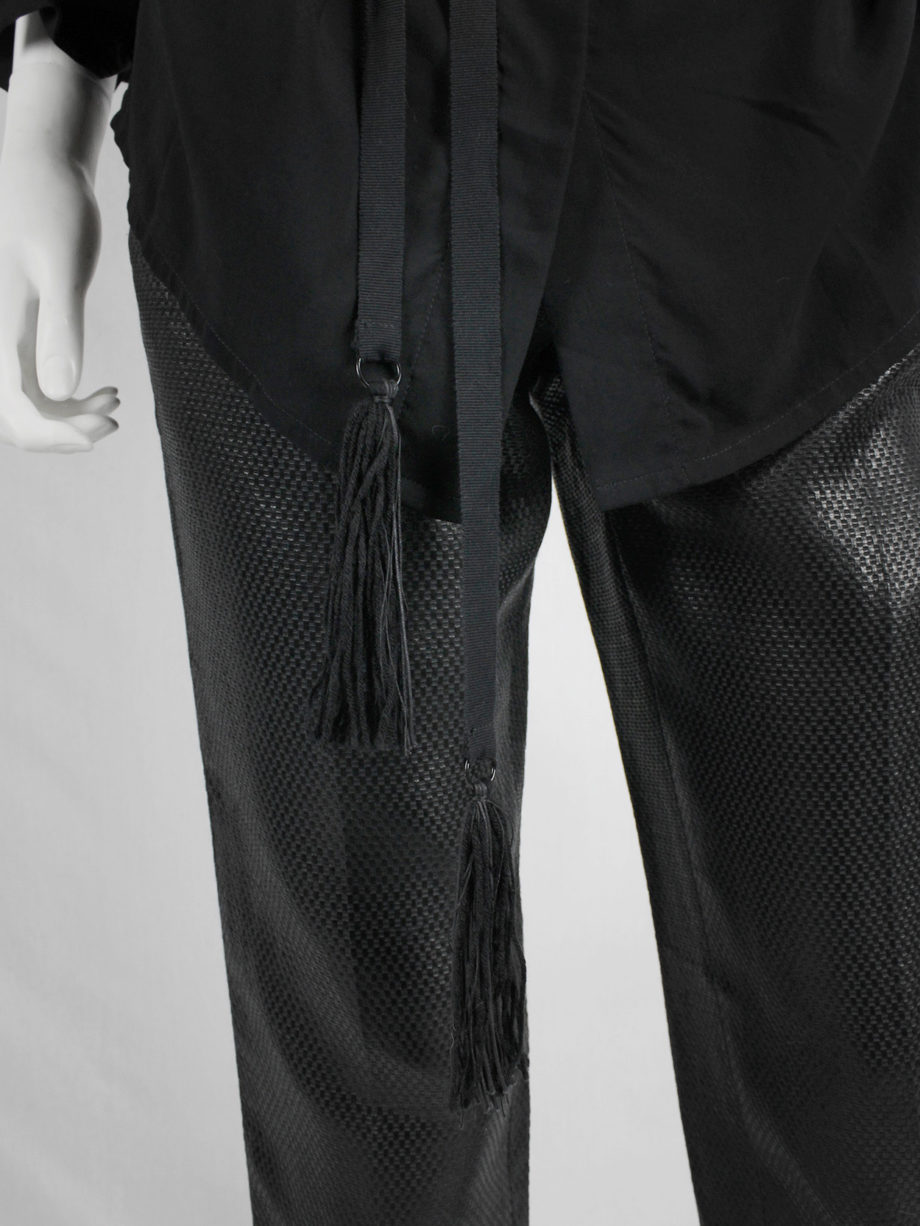 Ann Demeulemeester black batwing shirt with tassel belt fall 2013 9830