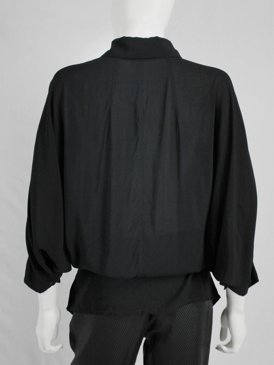 Ann Demeulemeester black batwing shirt with tassel belt fall 2013 9882