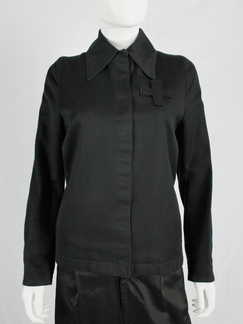 vaniitas A.F. Vandevorst black jacket with removable velcro cross 5915