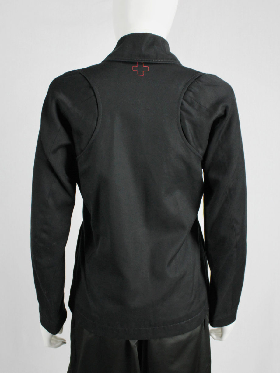 vaniitas A.F. Vandevorst black jacket with removable velcro cross 5984