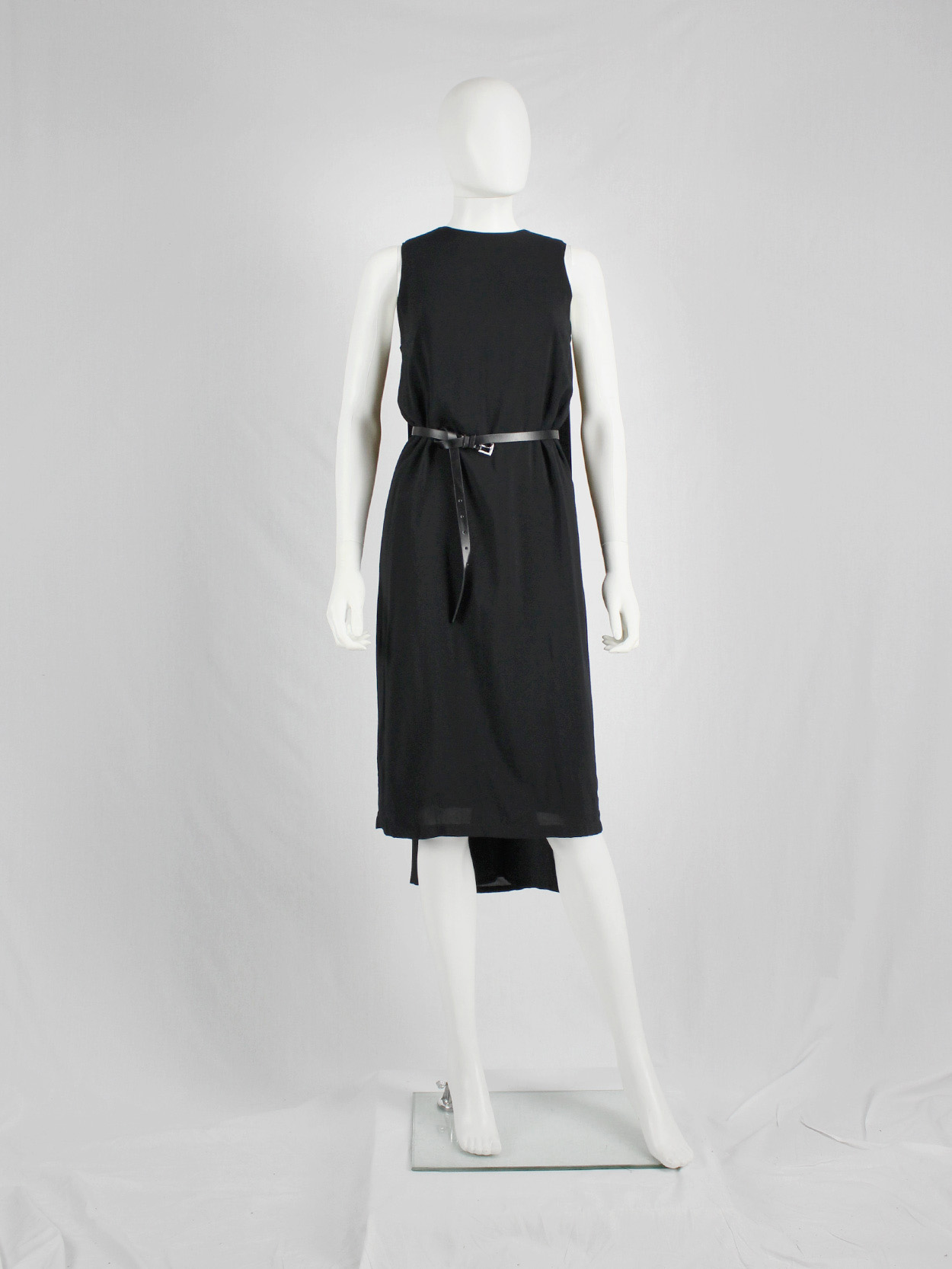 vaniitas Ann Demeulemeester black dress with cape — spring 2013 6069