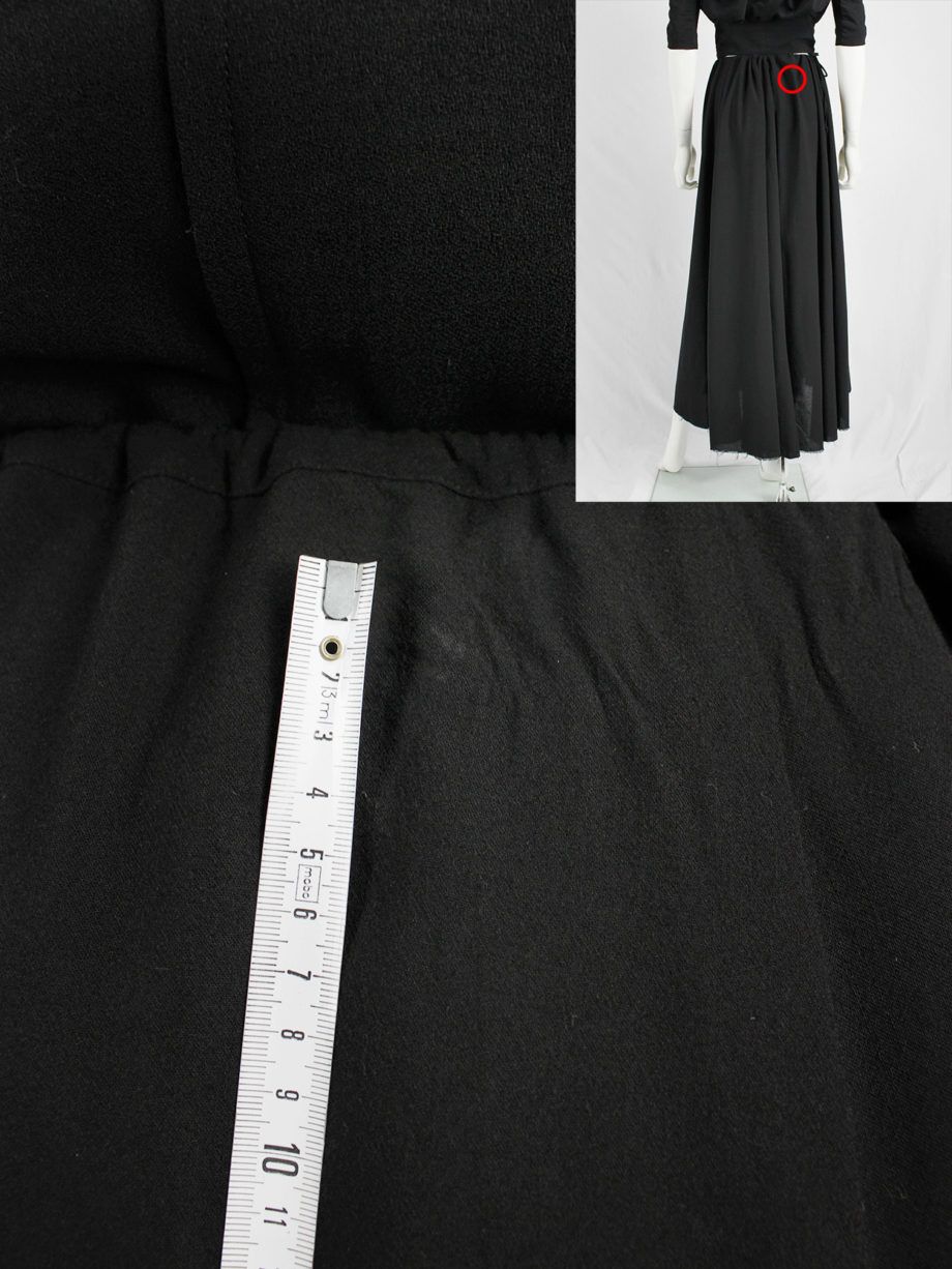 vaniitas Dries Van Noten black gathered maxi skirt with frayed trim 3538