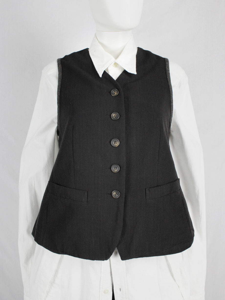 vaniitas Dries Van Noten brown waistcoat with contrasting short back 1980s 80s archive 5790