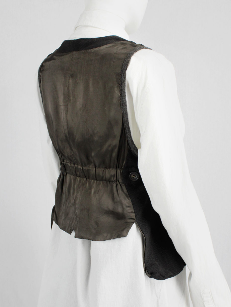 vaniitas Dries Van Noten brown waistcoat with contrasting short back 1980s 80s archive 5829
