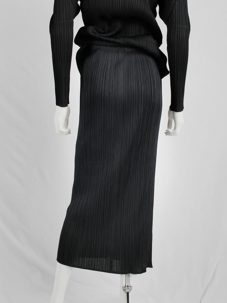 vaniitas Issey Miyake Pleats Please black maxi skirt with front zipper2396
