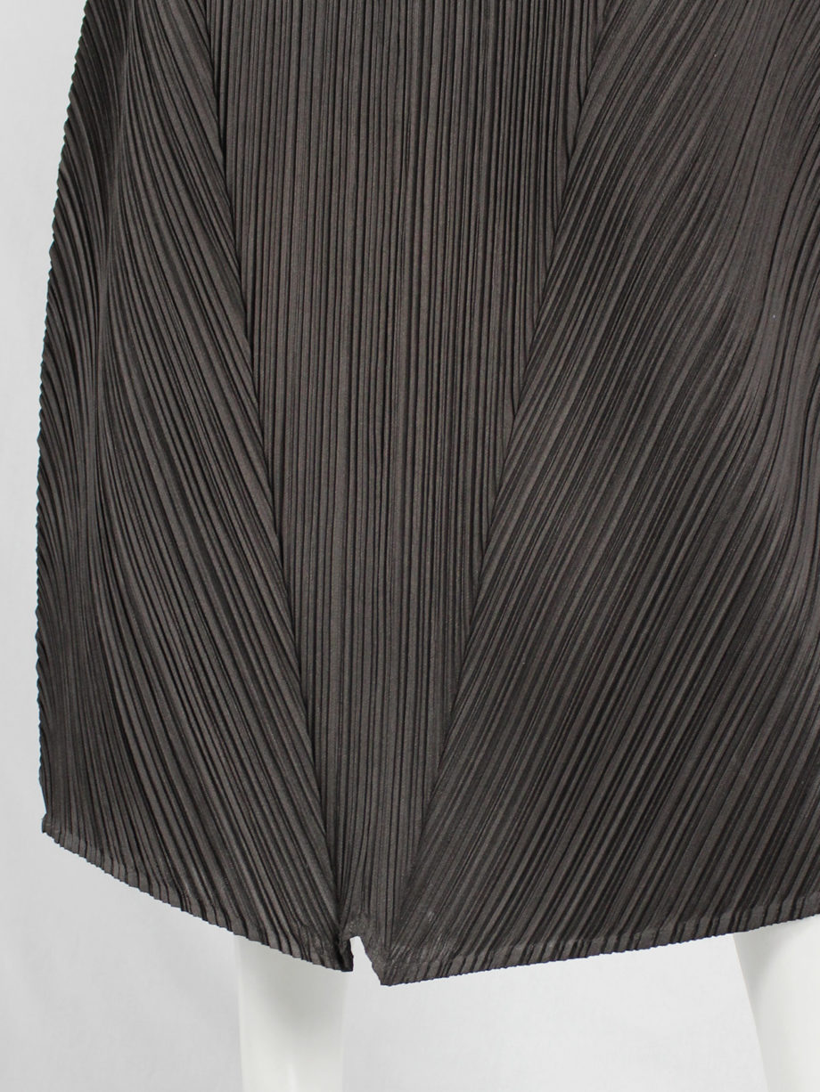 vaniitas Issey Miyake Pleats Please brown curved skirt with triangular panels 7799
